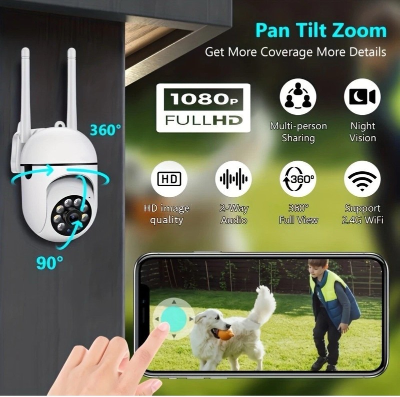 2PCS WiFi Security Camera w/32GB SD Card 2.4G Outdoor Night Vision 1080P Cam gallery
