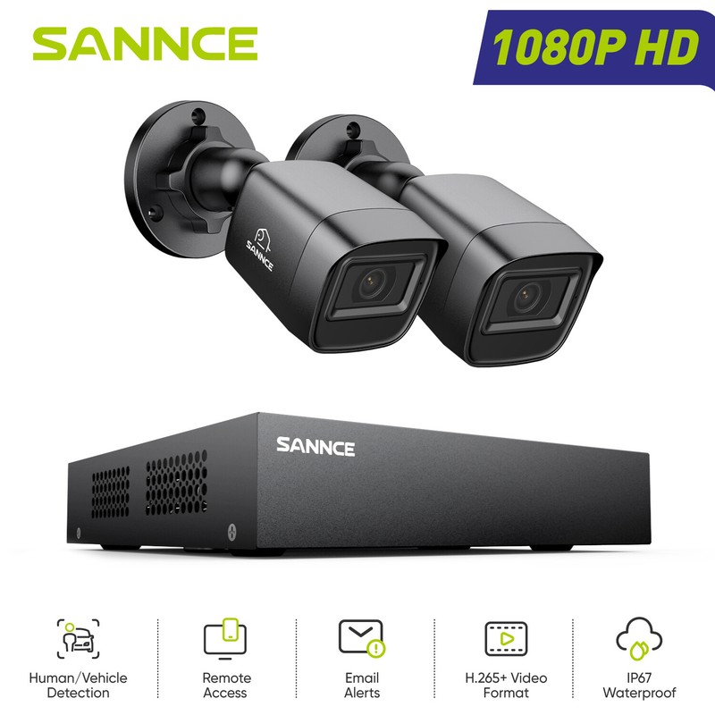 SANNCE 1080P Lite 8CH DVR 2MP Video Security Camera System CCTV Human Detection