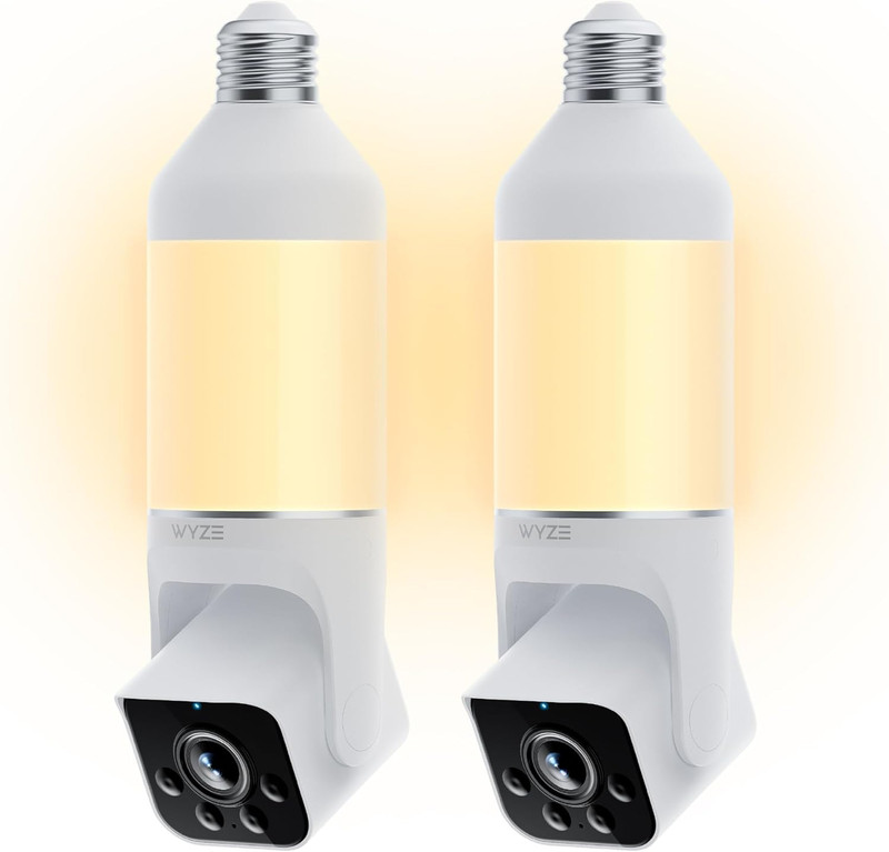 Bulb Cam Security Camera, 2K HD Outdoor Light Bulb Camera, Color Night Vision, D