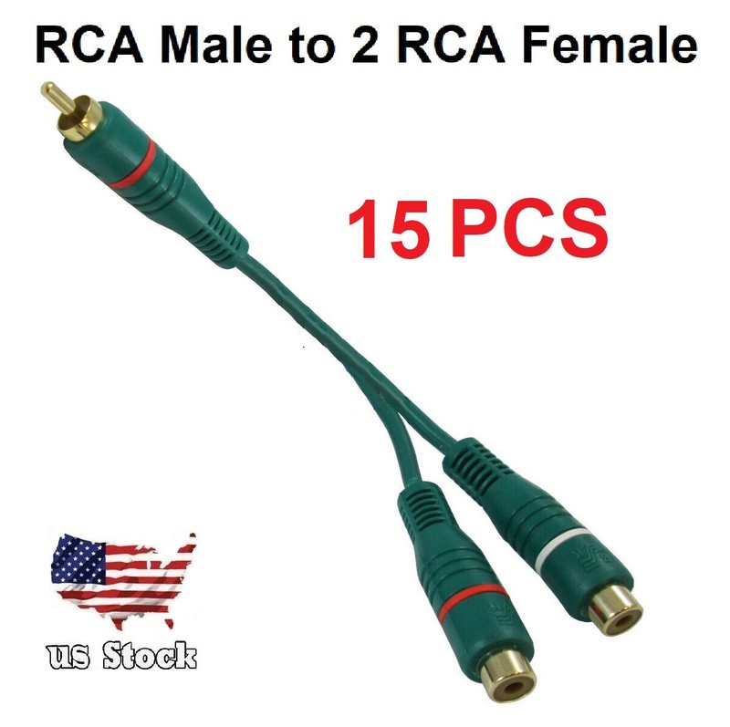 15 PACK – RCA Male Plug to Dual Female Stereo Jacks Y Splitter Cable Adapter 7″