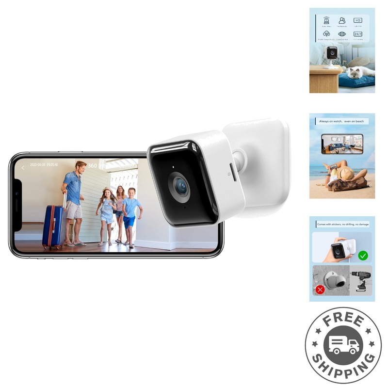 2K Indoor Security Camera with Night Vision & Two-Way Audio – Alexa Compatible