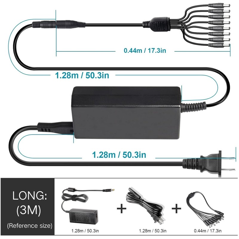 12V 5A Security Camera Power Adapter + 8-Way Splitter