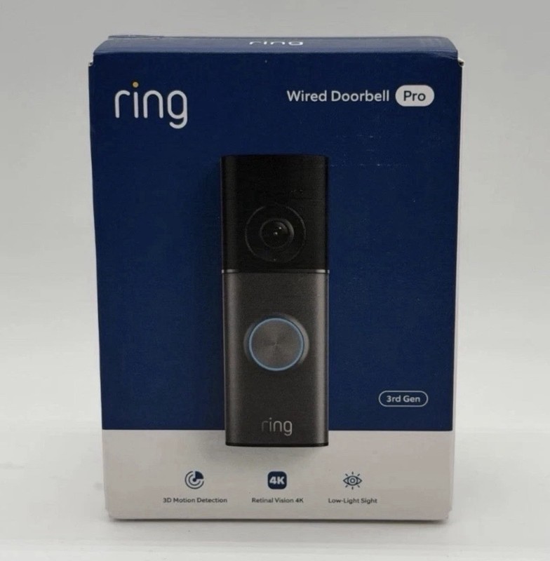 Ring Wired Doorbell Pro (3rd Gen) with Retinal 4K Camera 3D Motion (Deep Silver) gallery