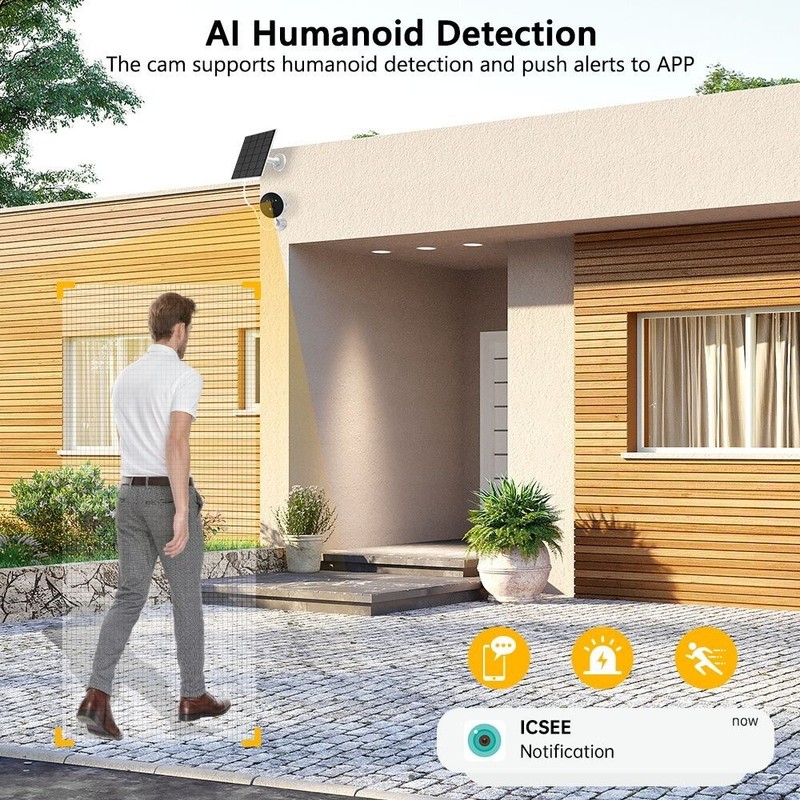 WiFi Solar Camera Outdoor Human Detection Solar Panel CCTV IP Security SmartCam gallery