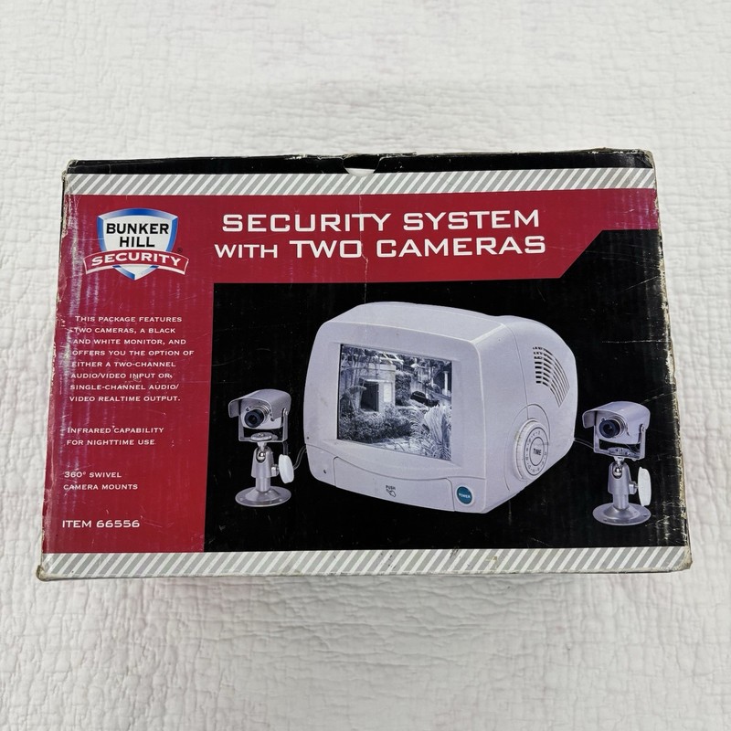 Bunker Hill Security System with 2 Cameras, Black & White Monitor #66556 NOB