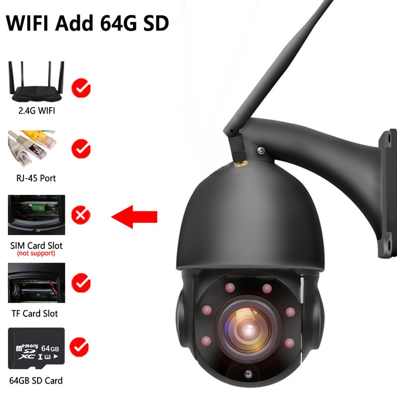 5MP Outdoor IP Camera 4G WIFI Wireless PTZ CCTV HD Smart Home Security IR Camera gallery