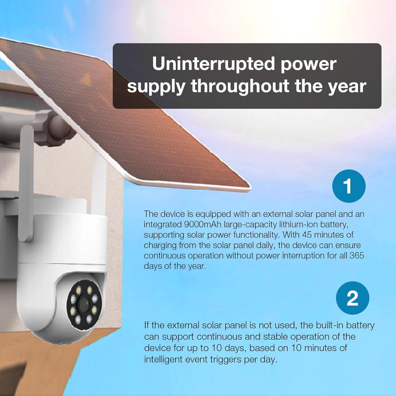 5MP Solar Security Cameras Wireless Outdoor, 3K AOV 24/7 Recording Cameras for H gallery