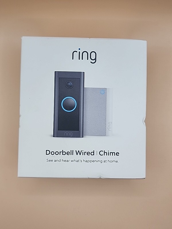 Ring – Wi-Fi Smart Video Doorbell – Wired with Chime – Black – NEW