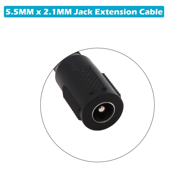DC Power Extension Cable, 5.5mm x 2.1mm Cord, x 2.1mm, Black gallery