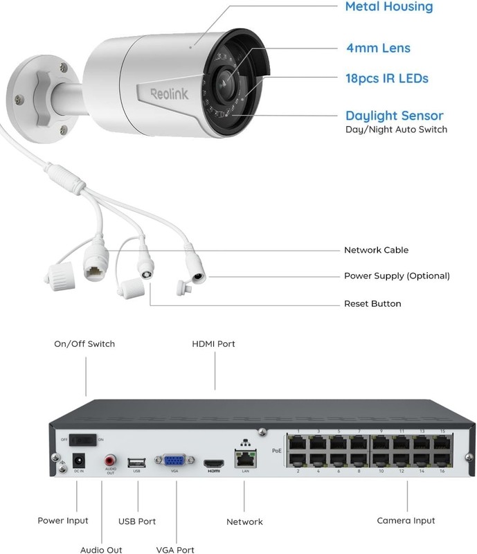 REOLINK 16CH 5MP Home Security Camera System, 8pcs Wired Outdoor PoE IP Cameras gallery