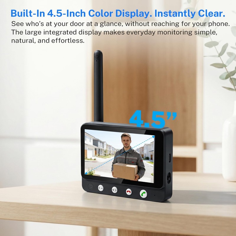 Daxadripo Wireless Doorbell Camera Video Monitor with Display 4.5" Screen Ind... gallery