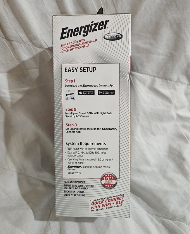 *NEW/SEALED* Energizer Smart 5GHz Wi-Fi 2K Security Camera (Model EOP1-1003) Blk gallery