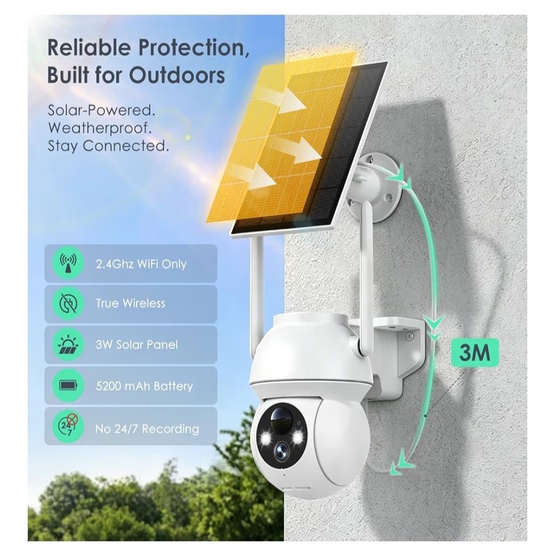 YOTON Solar Security Cameras Wireless Outdoor, 360° PTZ WiFi Camera with Solar P gallery