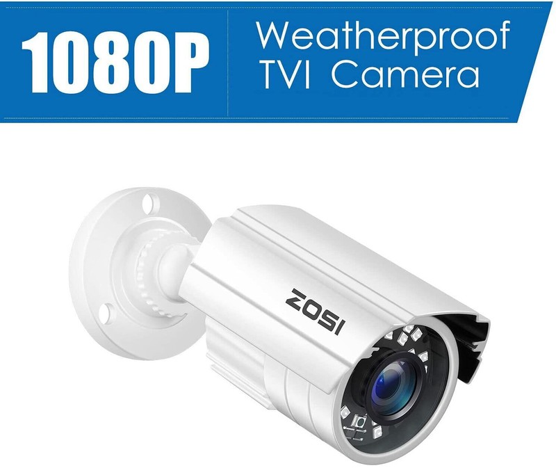 ZOSI 1080P TVI Bullet Security Camera Outdoor CCTV System 80ft IR Night Vision
