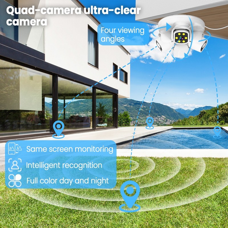 4 Lens Four Screen 12MP WiFi HD IP Camera 10X Zoom Outdoor Security Camera CCTV gallery