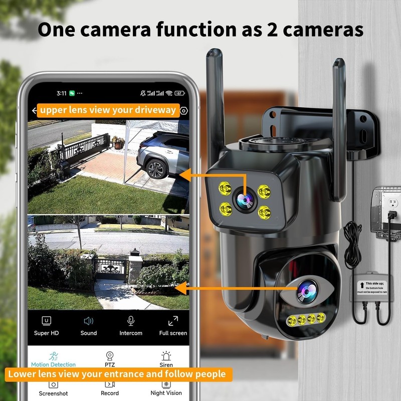 Weatherproof 2K Security Camera with Continuous Recording & Smartphone Control gallery