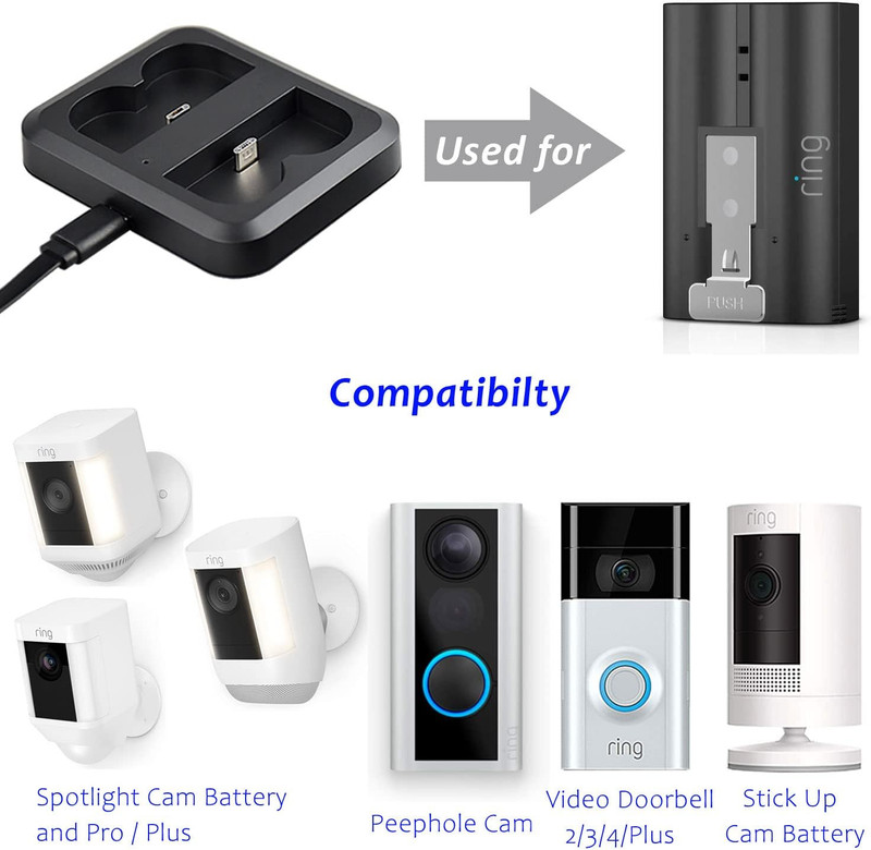 Battery Charger for Ring Rechargeable Battery,Dual Ring Battery Charger Station gallery