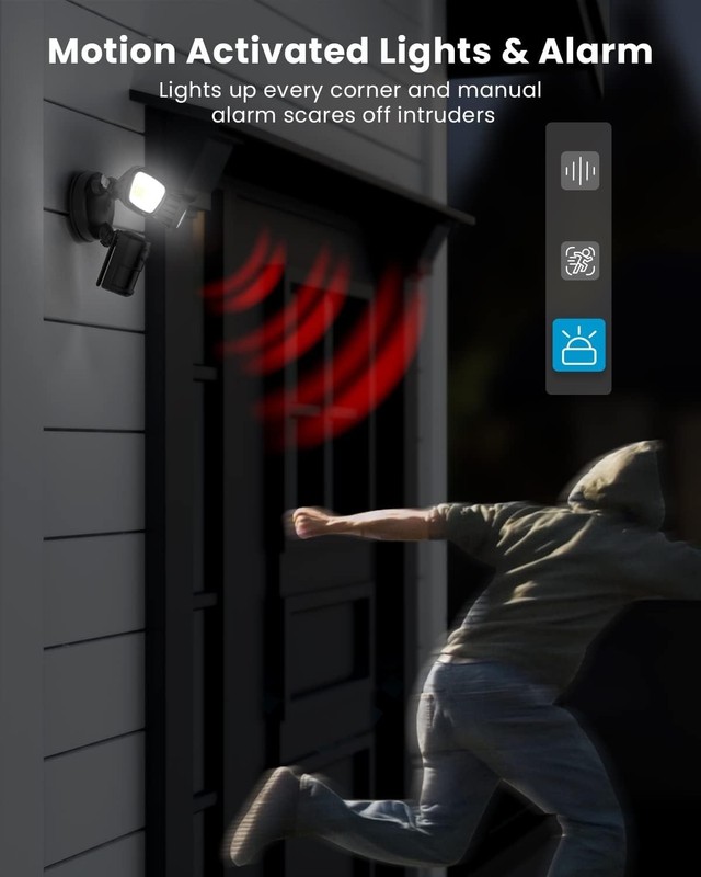 Outdoor WiFi Floodlight Camera - Motion Sensor, 2-Way Audio & Alexa Compatible gallery