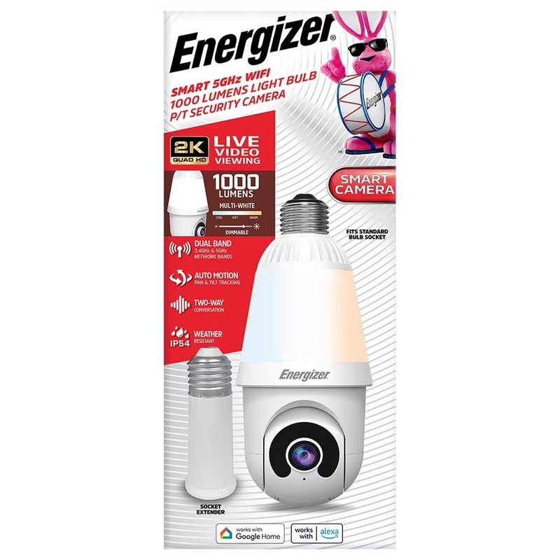 Energizer 1000 Lumens 2K Outdoor Smart Bulb Camera w/ Motion, White gallery