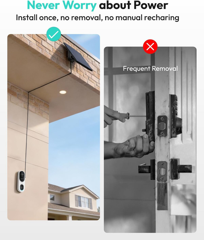 2K Doorbell Camera Wireless with Solar Panel, Nonstop Power Video Doorbell with gallery