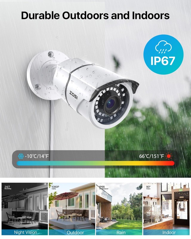 ZOSI 2MP 1080p Security Camera Outdoor Indoor (Hybrid 4-in-1 CVI/TVI/AHD/960H... gallery