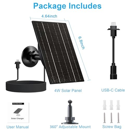 Solar Panel for Blink Outdoor 4/3/XT2/XT Camera, 4W High-Efficiency Solar gallery
