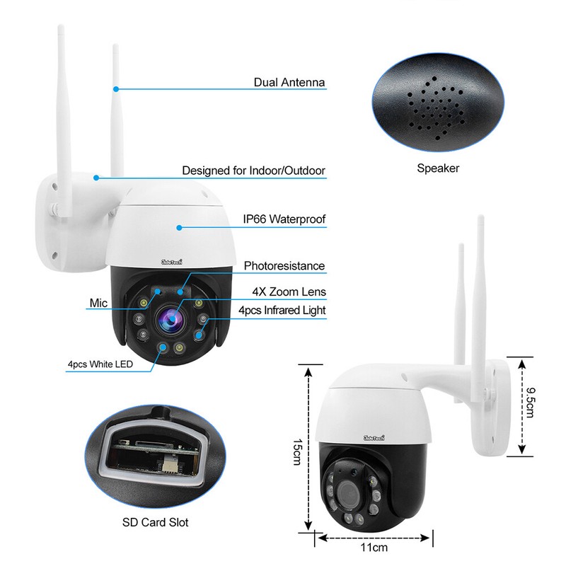 JideTech 5MP Surveillance Camera，4X Optical Zoom PTZ Security Camera Outdoor gallery