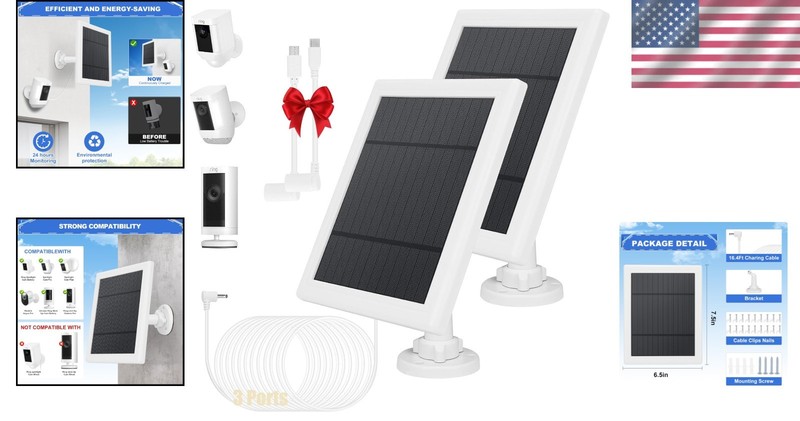2 Pack - Solar Panel for Ring Security Camera Spotlight Cam Plus/Pro(Battery) St gallery