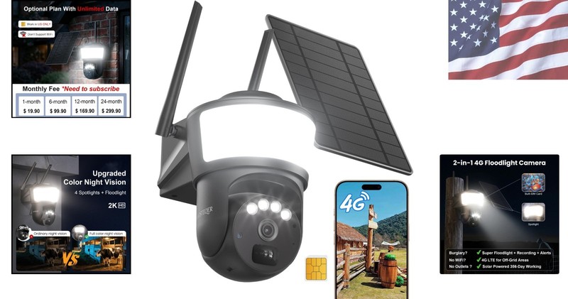4G LTE Cellular Solar Security Camera Wireless Outdoor, Free Cloud Storage, N... gallery