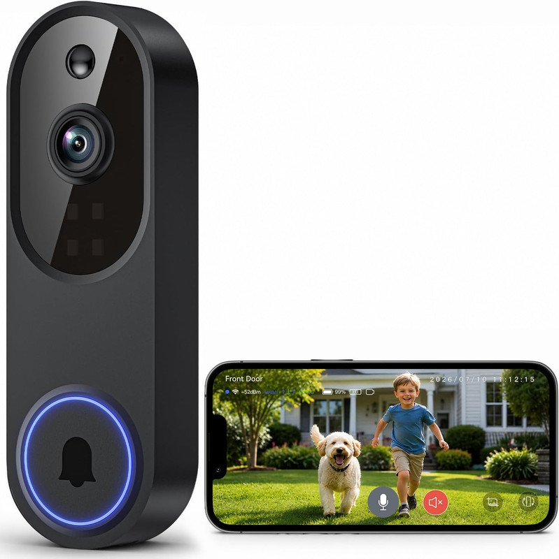 Video Doorbell Camera, Wireless Security Camera, 1080P, Battery Powered, AI Moti
