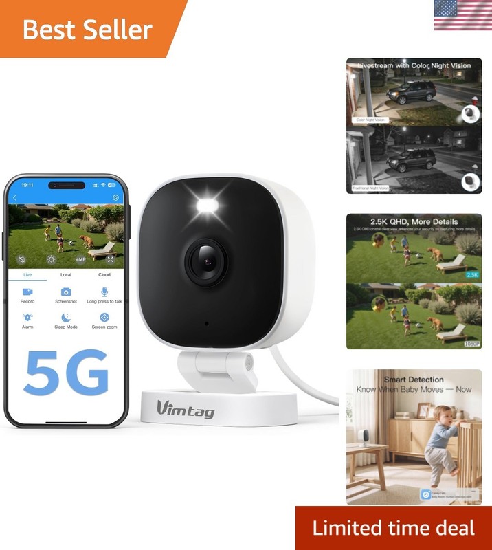 2.5K Security Camera with Color Night Vision & Motion-Activated Spotlight