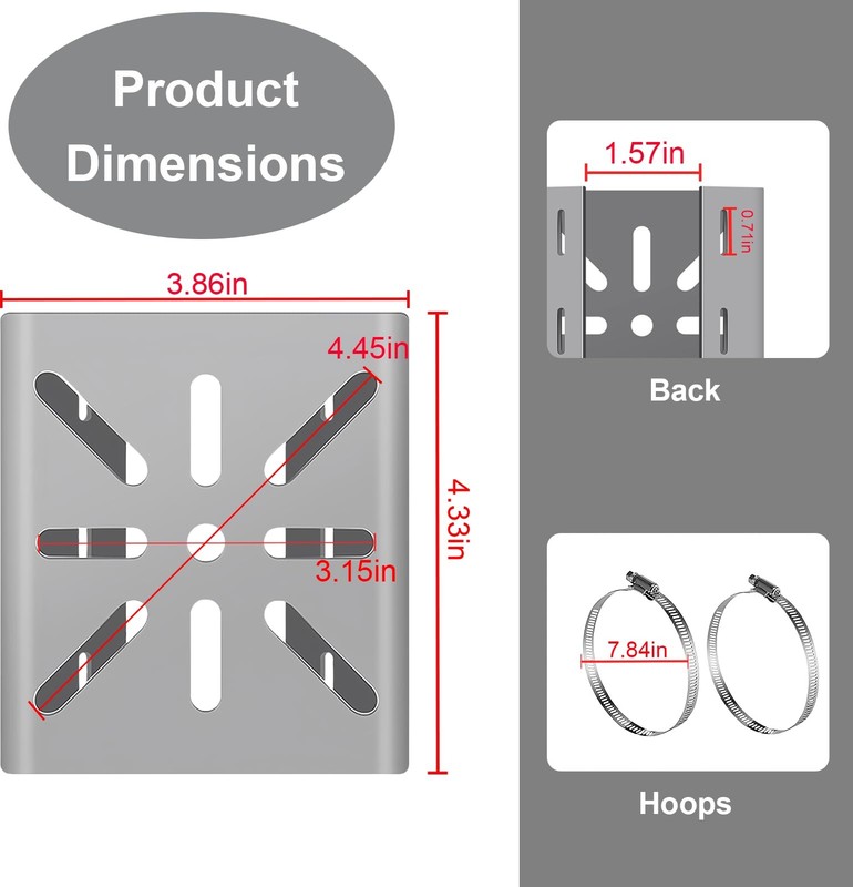 2 PCS Universal Vertical Pole Bracket, Stainless Steel, CCTV PTZ Dome, 4 Loops gallery