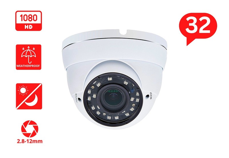 32 Pcs. 1080p HD Outdoor Indoor Varifocal Lens CCTV Security Dome Camera