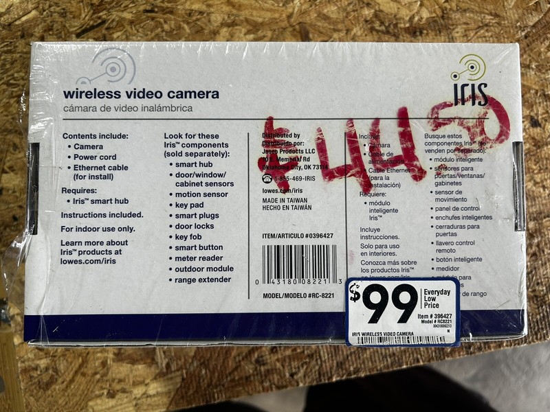 Iris Wireless Video Camera (Requires Iris Smart Hub) Not Included. New/Sealed gallery