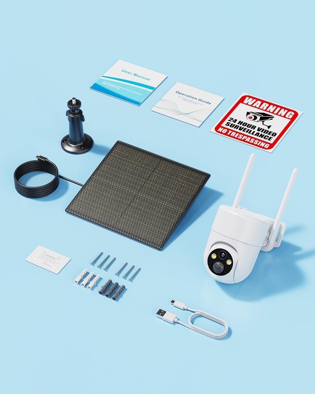 4G LTE Solar Security Camera - No WiFi, 360° Live View, 2K Color Night Vision, W gallery