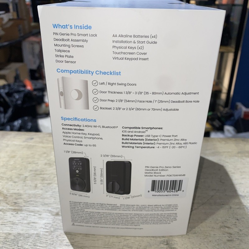 Lockly PIN Genie Pro Smart Deadbolt Siri/Google/Alexa,Keypad,App,Key - Matte Bla gallery