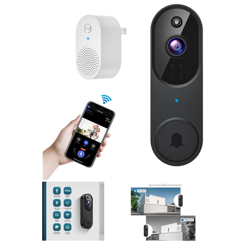AI Motion Detection & Two-Way Audio Video Doorbell – Weather Resistant Design