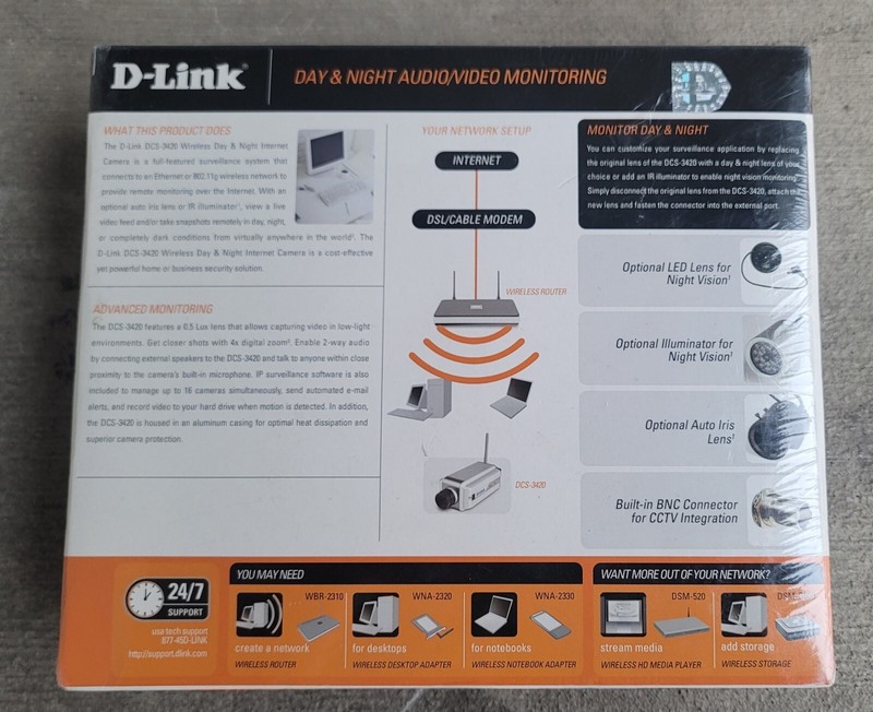 D-Link DCS-3420 Day & Night Wireless Internet Camera, 4 x Digital Zoom, NIB gallery
