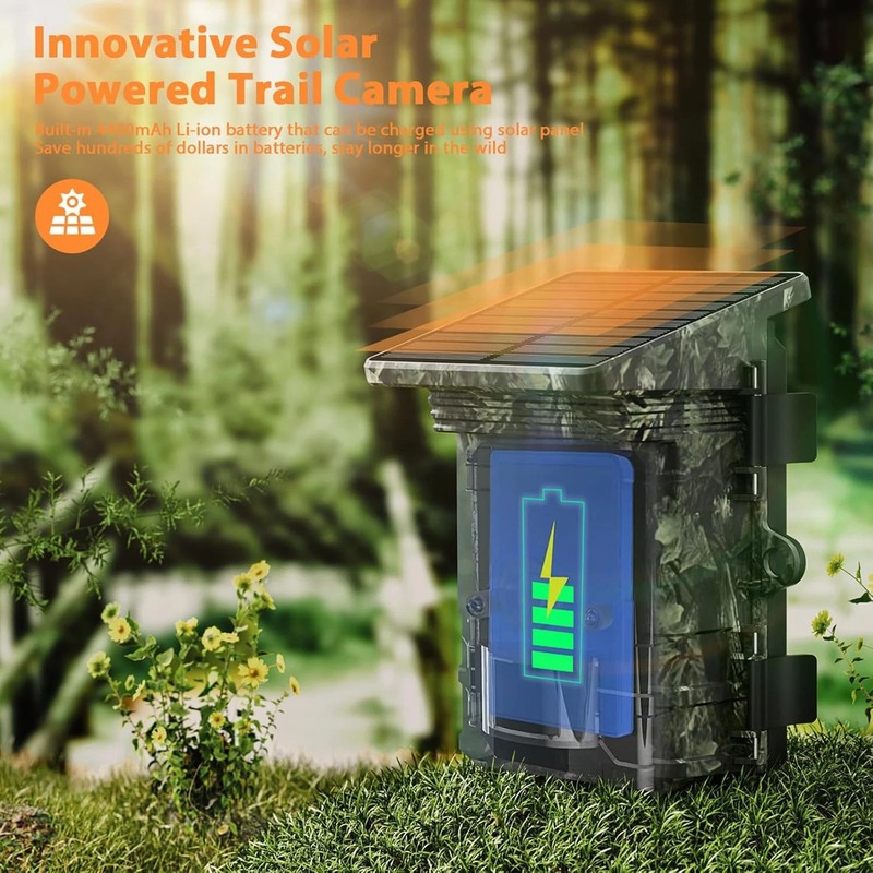 Solar 4G LTE Cellular Trail Camera Dual Lens Dual PIR 15000mAh PTZ Security SIM gallery