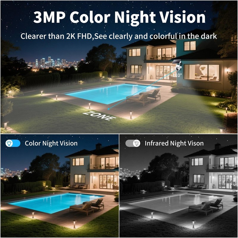 3MP 2K Solar PTZ Security Camera, Battery Wireless Outdoor 360° View,AI Motio... gallery