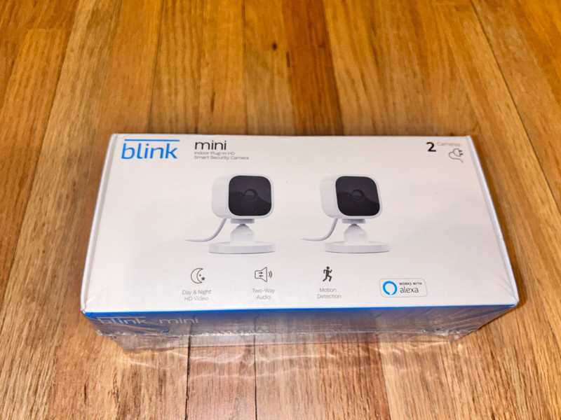 Blink Mini Indoor Plug-In HD Smart Security Camera Pack of 2 White-factory seal