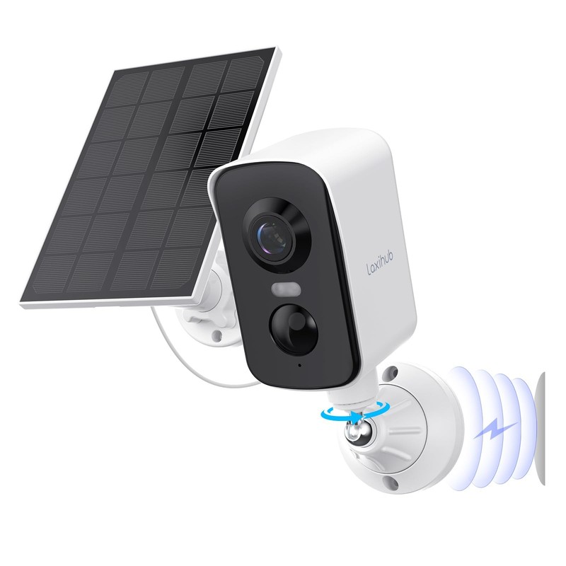 Arenti Solar Camera Outdoor Wireless, 3MP 2K with 340° Pan, PIR Detection, Co…