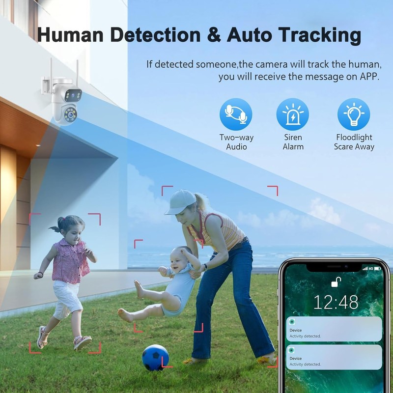 Wireless Dual Lens Surveillance Security Camera Outdoor Indoor, 2.4GHz WiFi P... gallery