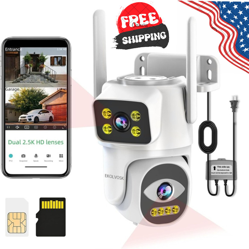 Dual-Lens 4G Cameras for Home Security, Pan/Tilt SmartSecurity Camera