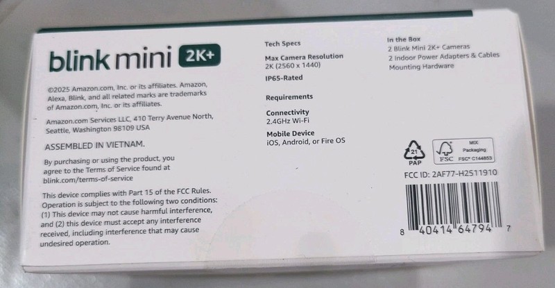 NEW 2 PACK Blink Mini 2k+ Cameras Indoor/Outdoor Plug-in 2K Video WHITE gallery