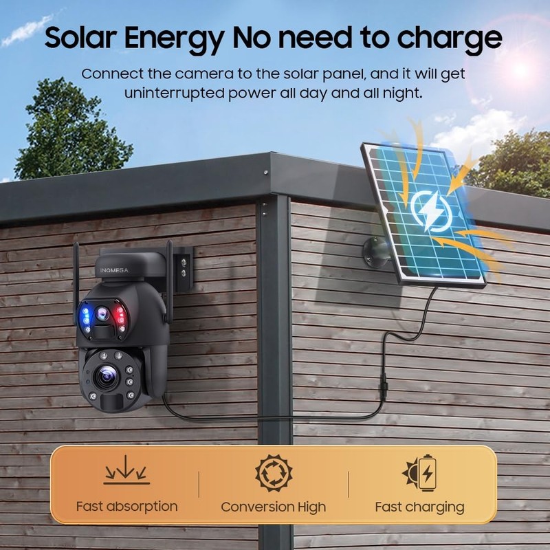 [20X Optical Zoom] 6MP Solar Security Camera with Dual-Screen,Solar Camera Wi... gallery