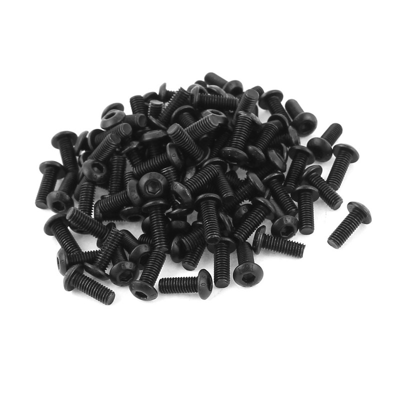 100Pcs Black M3 x 8mm Steel Alloy Bolts Corrugated Head Screws