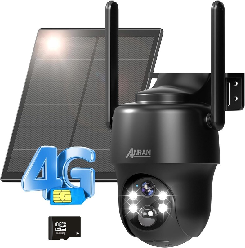 ANRAN Solar Security Camera Wireless Outdoor 4G LTE Cellular Home IP65 Camera PT