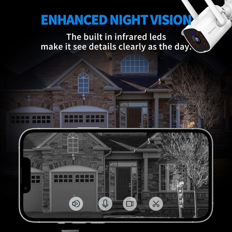 2K Outdoor Security Camera Wi-Fi Two-Way Audio Night Vision Waterproof Motio... gallery