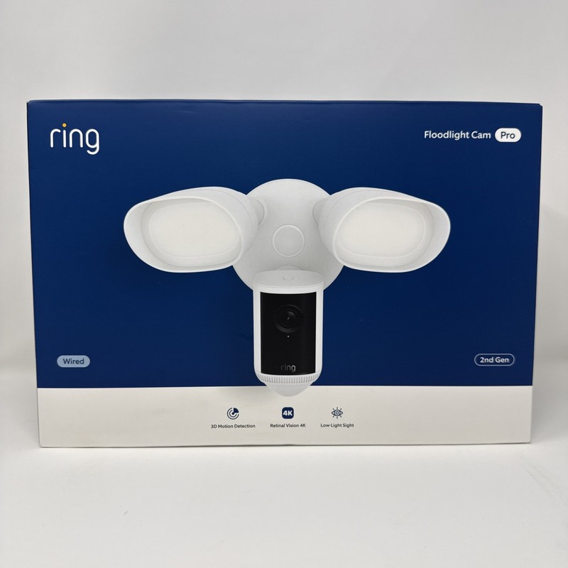 Ring Floodlight Cam Pro Wired 2nd Gen Retinal 4K White NEW